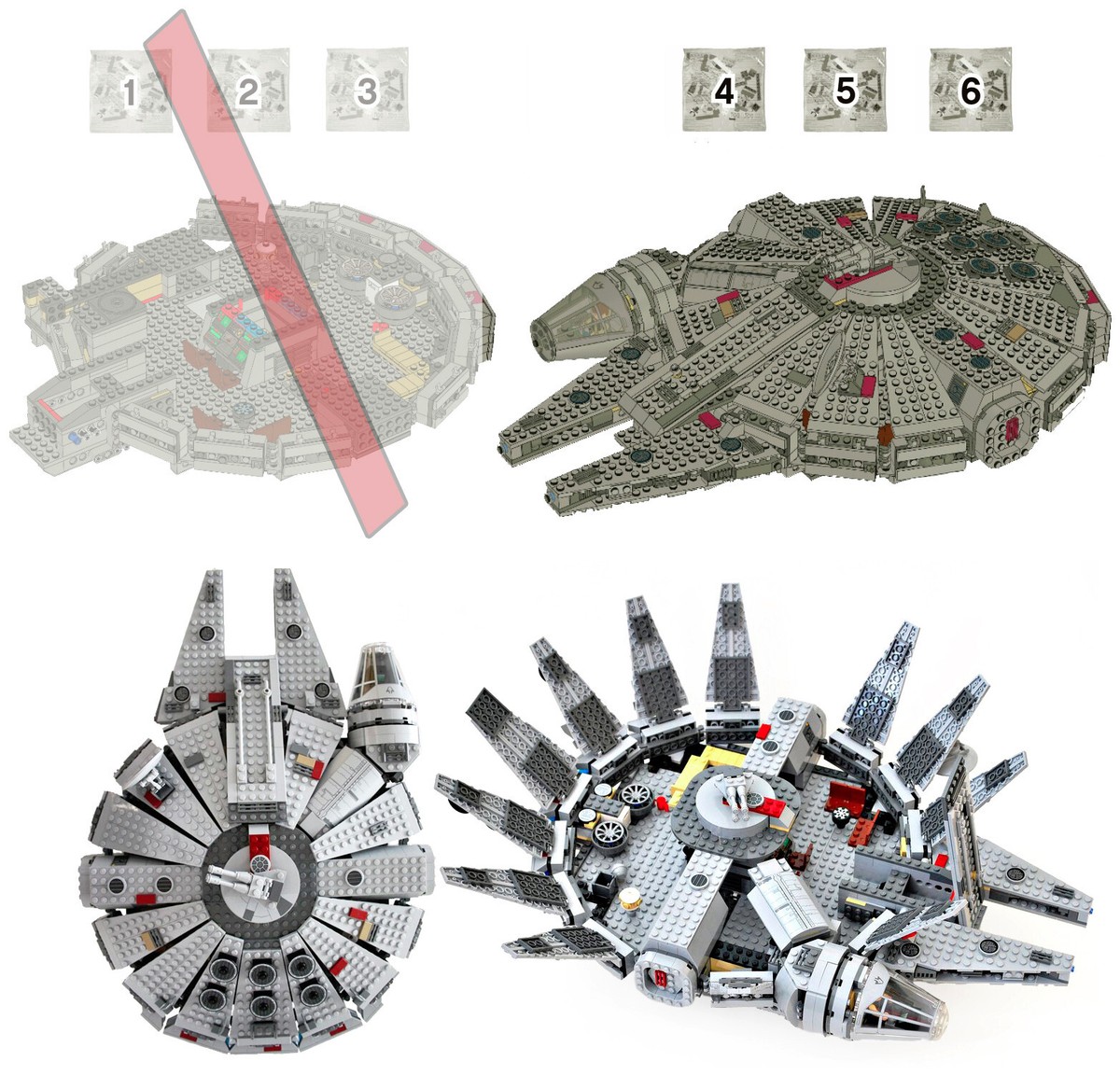LEGO 7965 Millennium Falcon -- 6 SEALED BAGS (STEPS 4-6) Star Wars