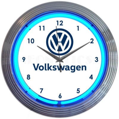 VOLKSWAGEN VW BLUE NEON CLOCK | eBay
