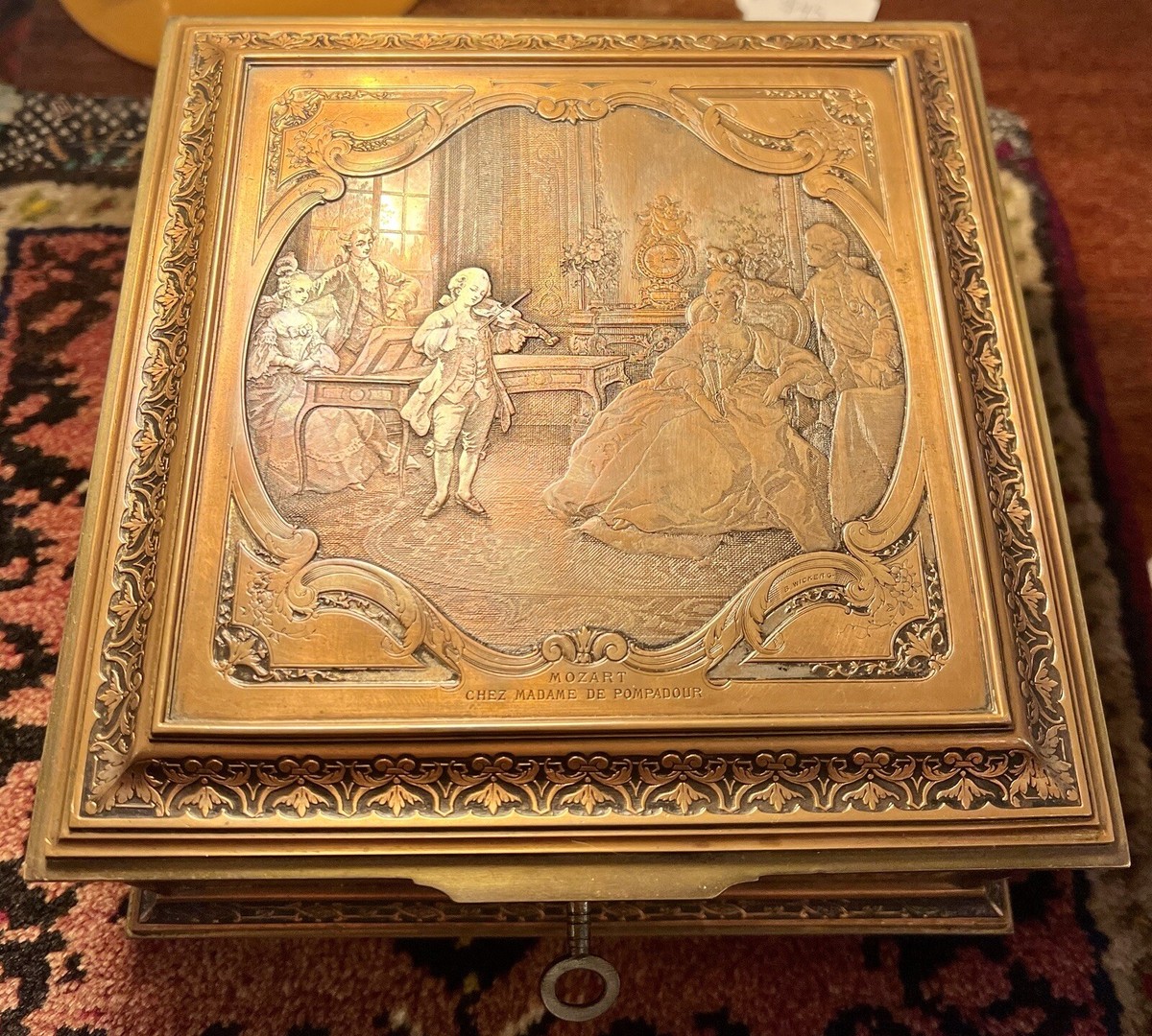 Antique French Brass Box by B. Wicker Gr, Mozart, Chez Madame De