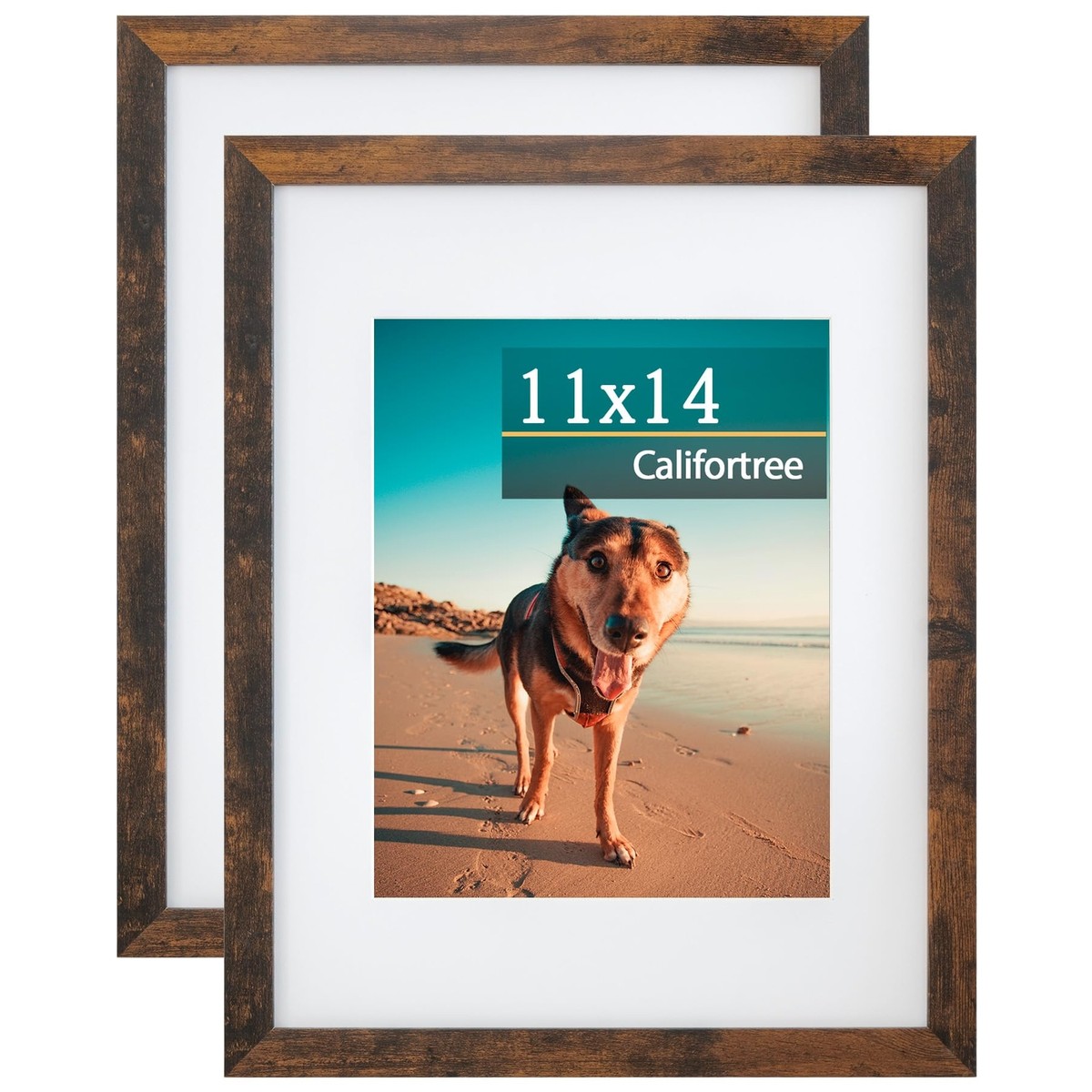 2 Pack 11x14 Picture Frame, Brown Poster Frame, Photo Display Wall