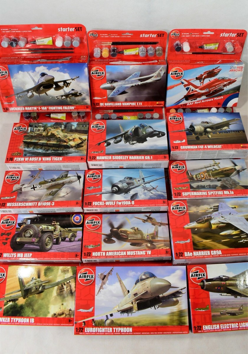 Airfix Starter Set 1:72 Scale Model Kits Including Paints, Glue