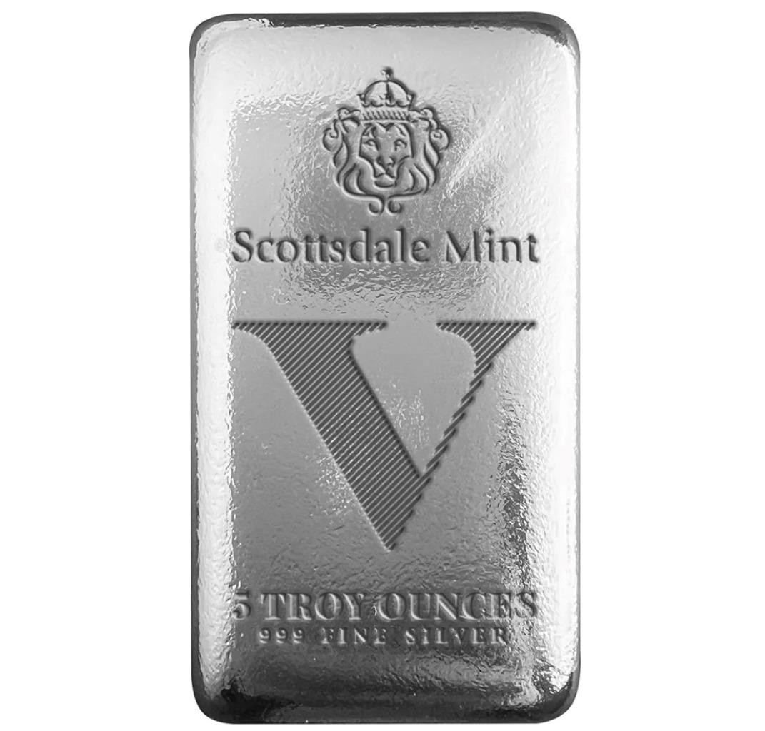 5 oz Silver Bar - Scottsdale Mint Imperium - V .999 Silver Bullion
