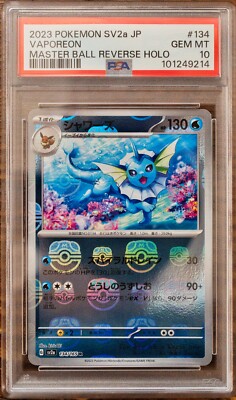 PSA 10 & 9 Eevee Vaporeon Jolteon Flareon Master Ball SEQ set