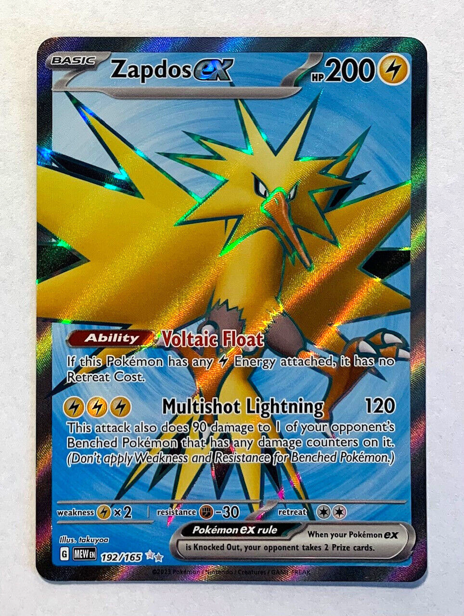 Pokemon 151 ENGLISH - ZAPDOS EX - ULTRA RARE FULL ART - 192/165