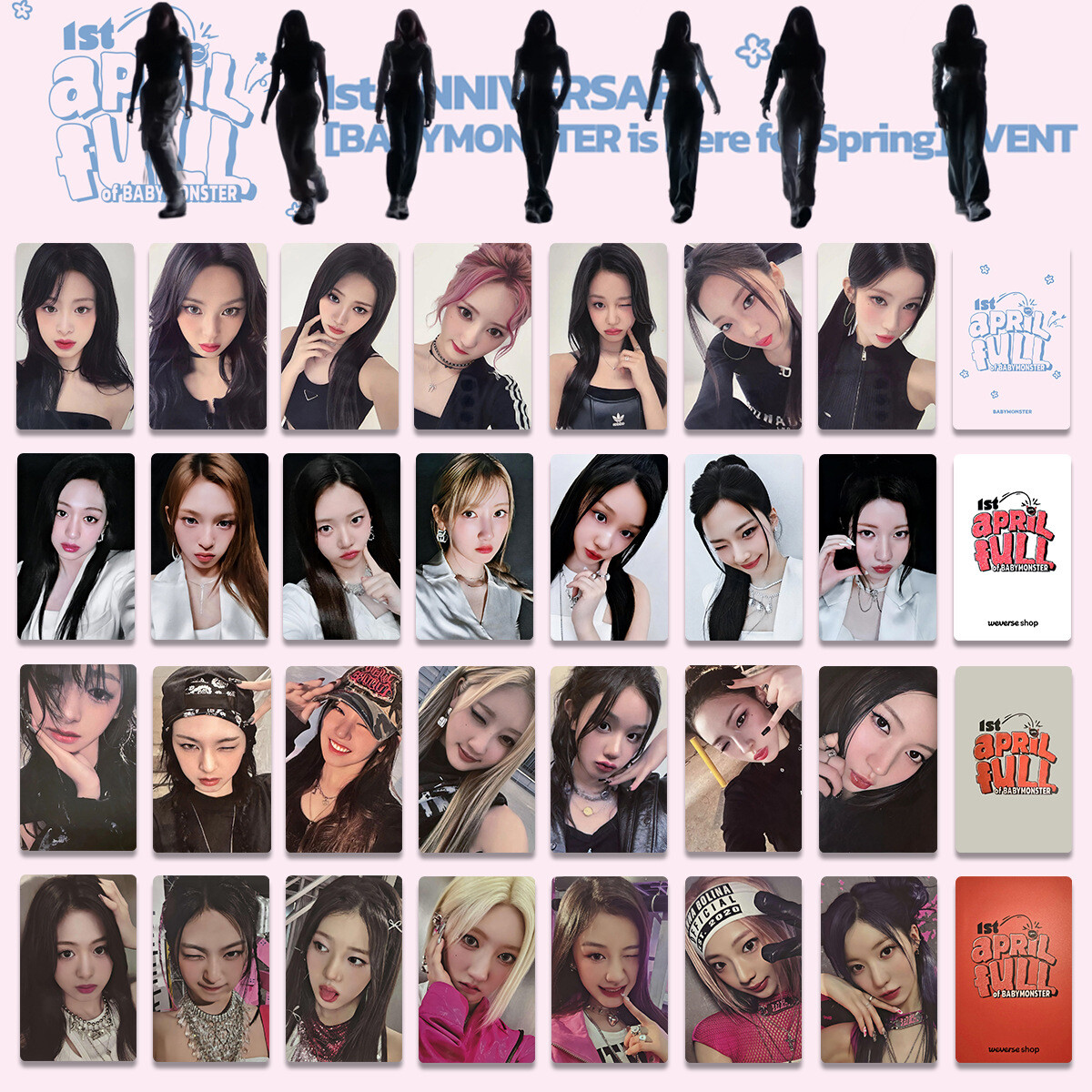 7pcs/Set BABYMONSTER 1st ANNIVERSARY Self Made Photo cards