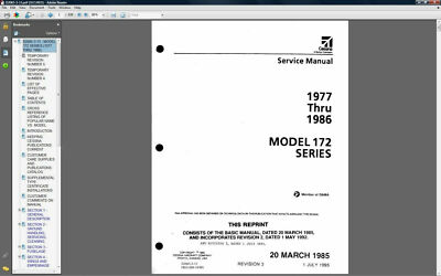 Cessna 172N, 172P, 172Q Maintenance Service & Parts Catalog