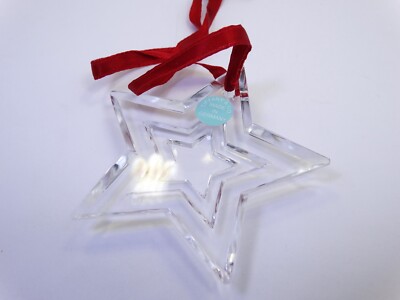 Signed TIFFANY & CO Crystal Glass STAR Christmas Ornament: Made in