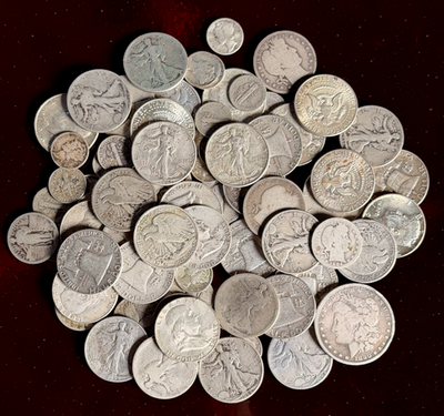 $5.00 FV in Old Retired US 90% Silver Coins - Dimes/ Quarters