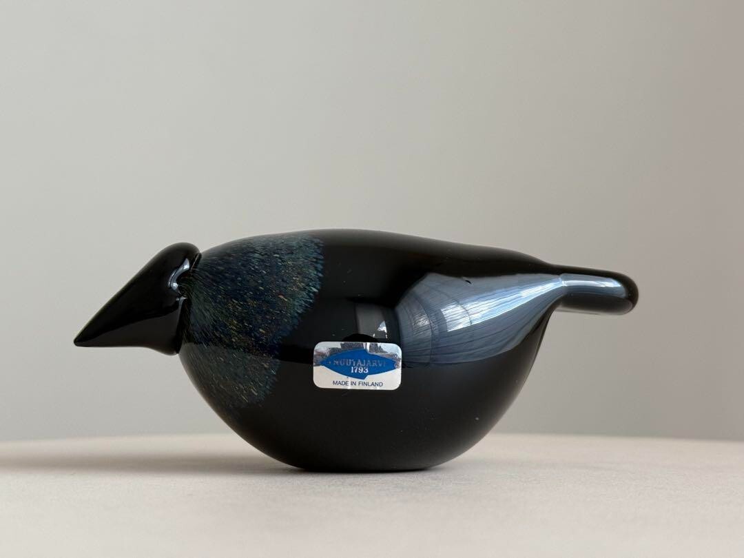 Iittala Oiva Toikka Baby Crow Bird 1991-1996 Nuutajarvi Black