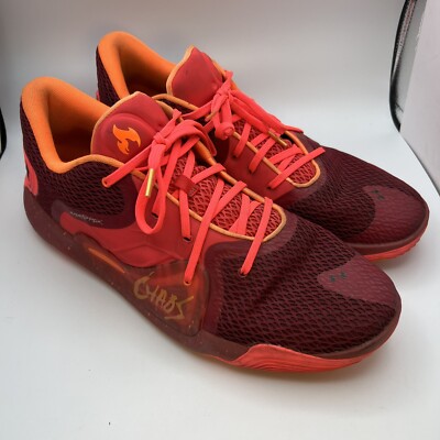 Under Armour Spawn 2 Chaos Fire Red Orange Mens sz16 Basketball