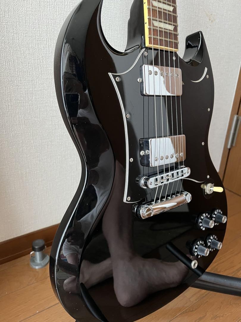 Burny Super Grade model SG type Black W/Gig bag Electric Guitar
