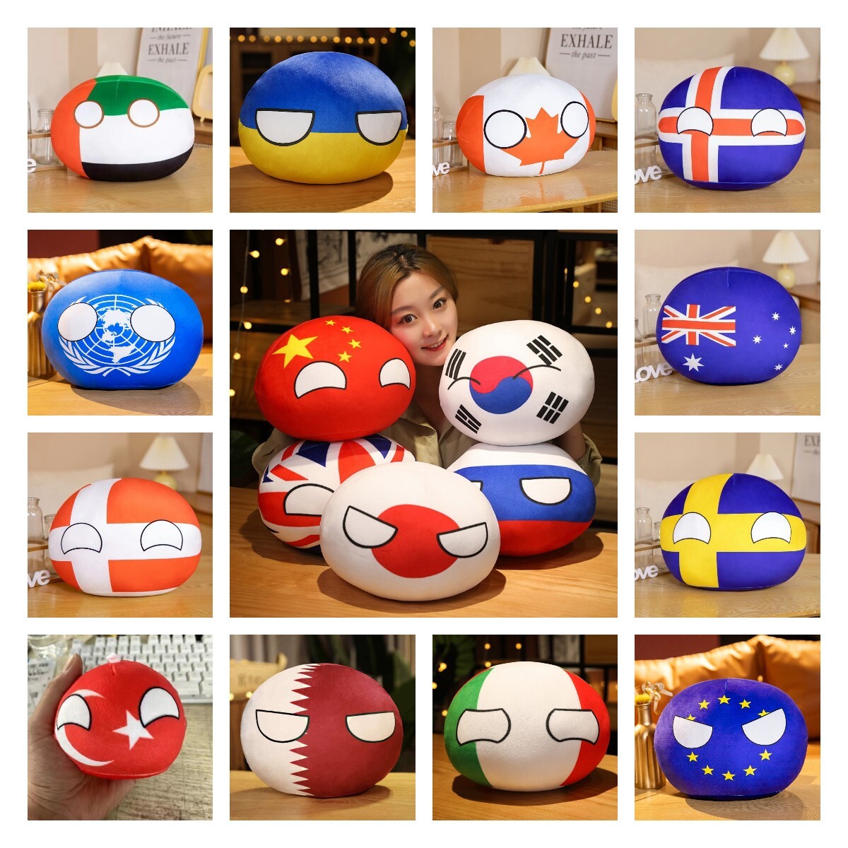 Polandball Plush Countryball USSR USA FRANCE RUSSIA UK JAPAN