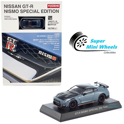 Kyosho 1:64 Mini Car & Book #10 Nissan GT-R Nismo R35 Grey Limited