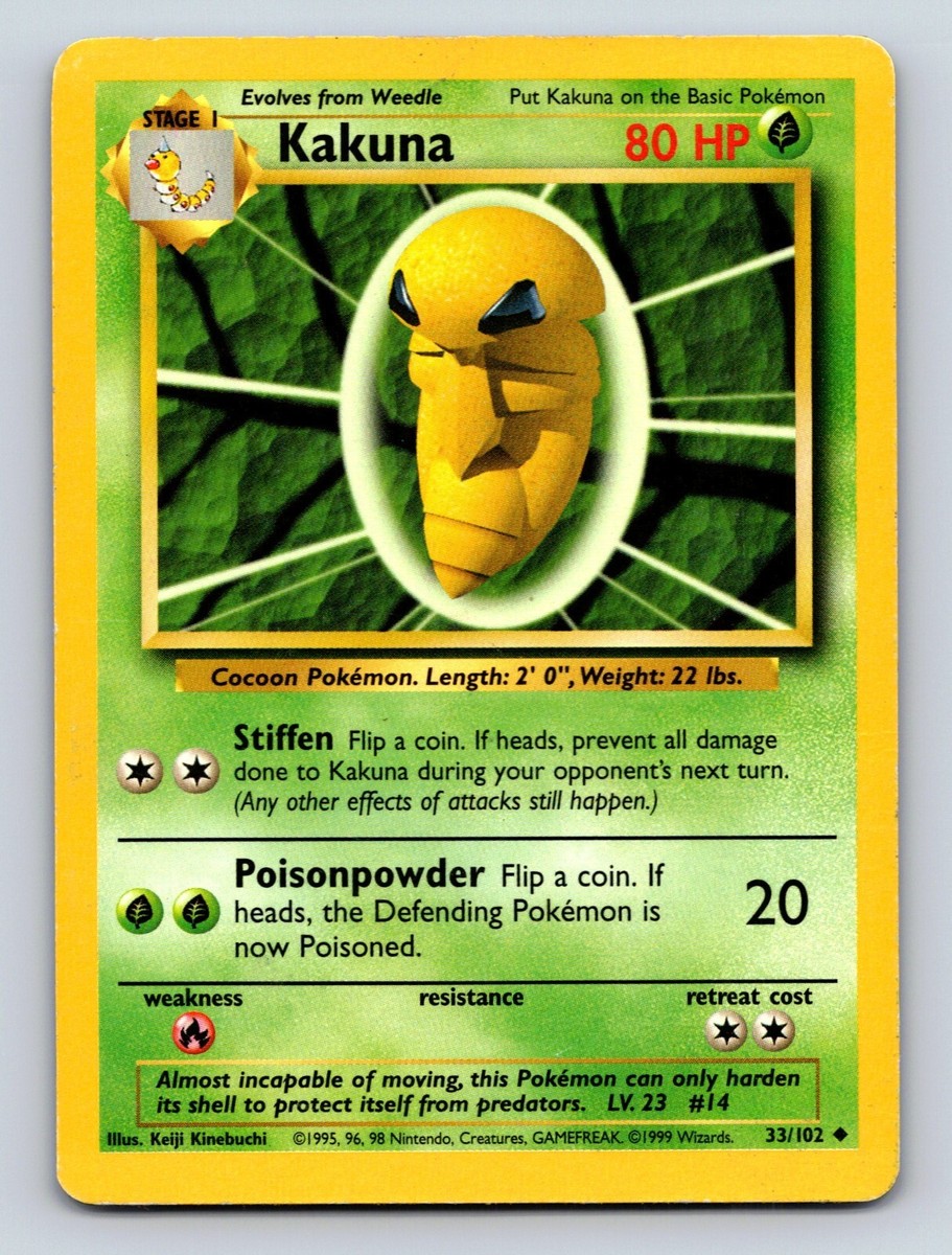 Kakuna HP 80 Stiffen Poisonpowder Rarity Green Pokémon Card | eBay