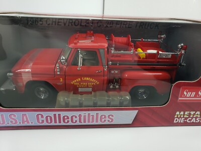 Sun Star 1965 Chevrolet C20 Step Side Pickup Firetruck 1:18 Scale