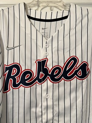OLE MISS REBELS BASEBALL Pinstripes JERSEY - XXXL - White 3XL New