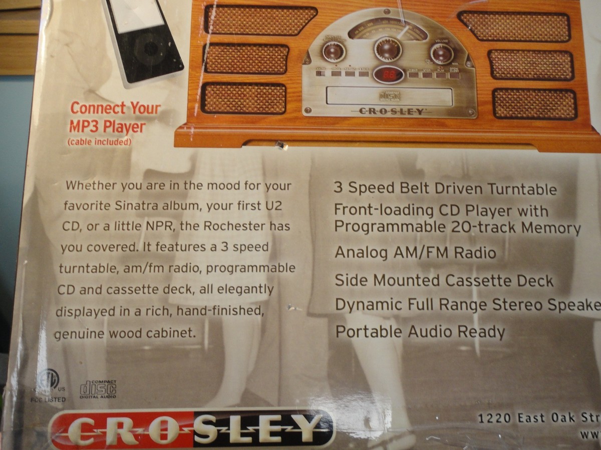 Crosley Cr66 5 in 1 Rochester Record Player AUX Input Am/fm Radio