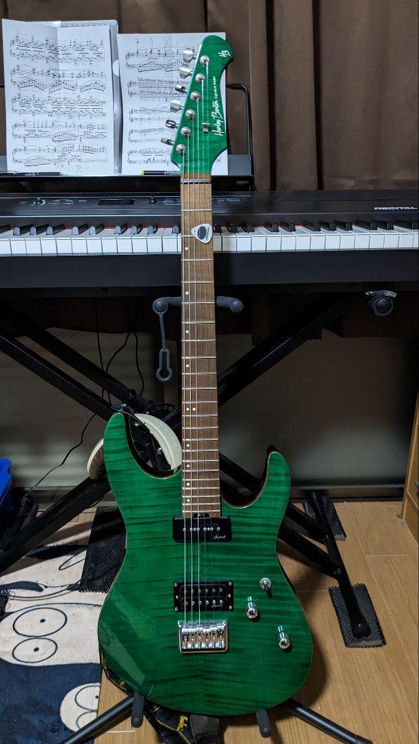 Electric Guitar Harley Benton HP42 Green Flamed Top with Soft Case
