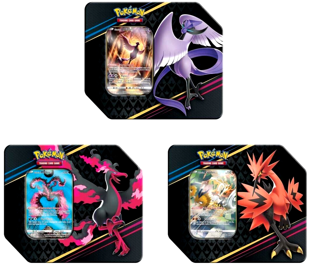 3 Pokemon Crown Zenith Collection Tin Zapdos Moltres Articuno