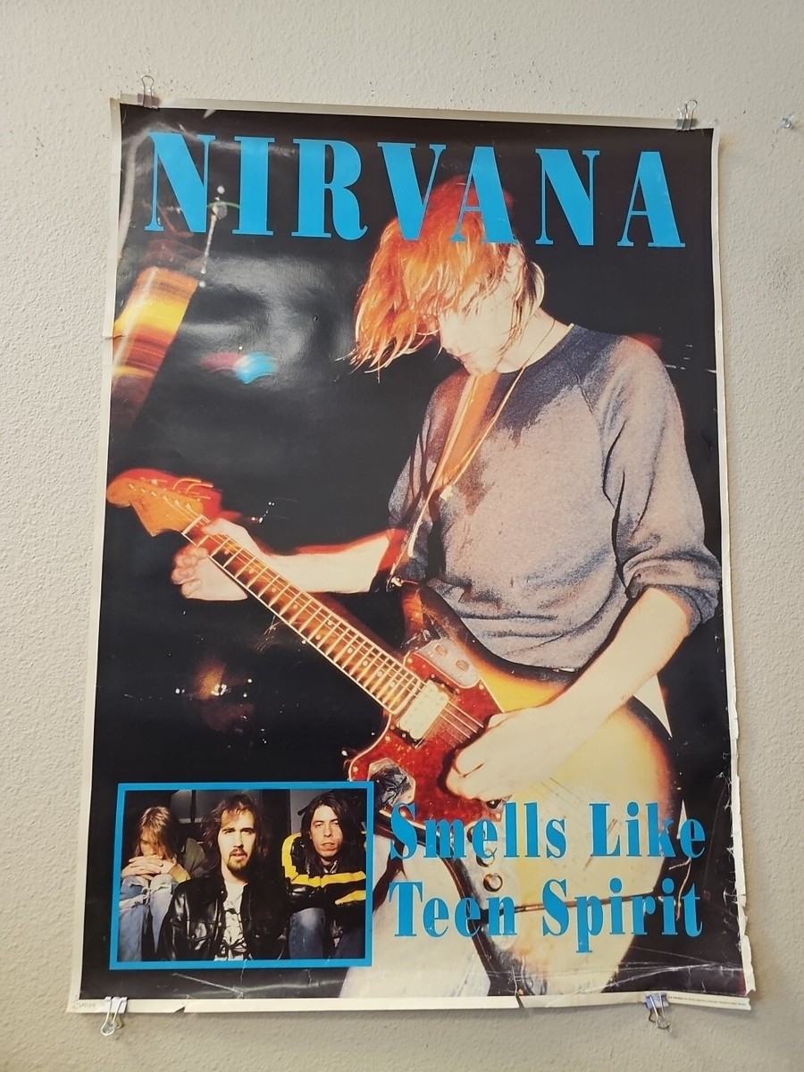 VTG Nirvana Kurt Cobain Smells Like Teen Spirit Poster England 24