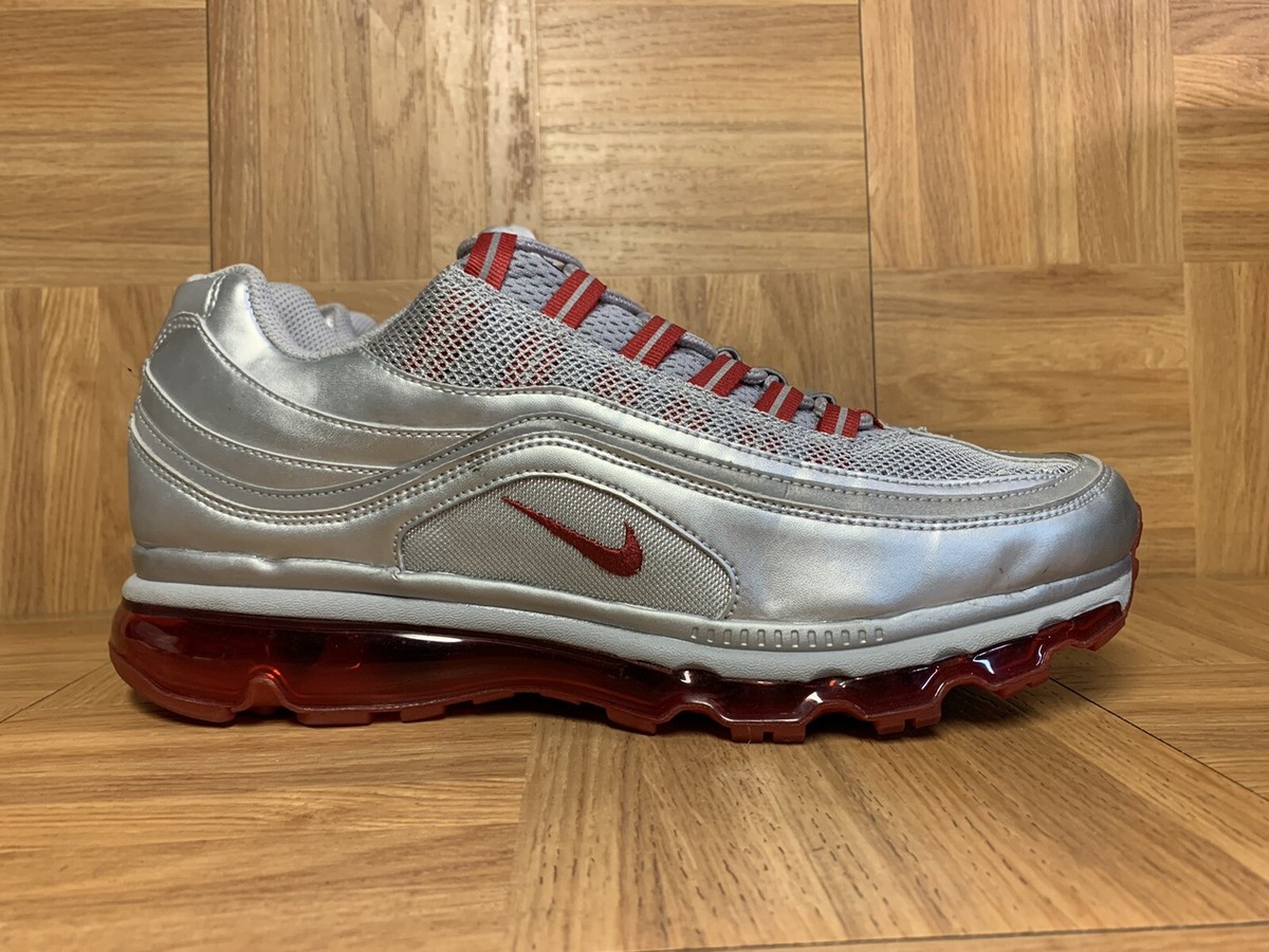 RARE🔥 Nike Air Max 24/7 Metallic Silver Varsity Red Sz 10 Men's