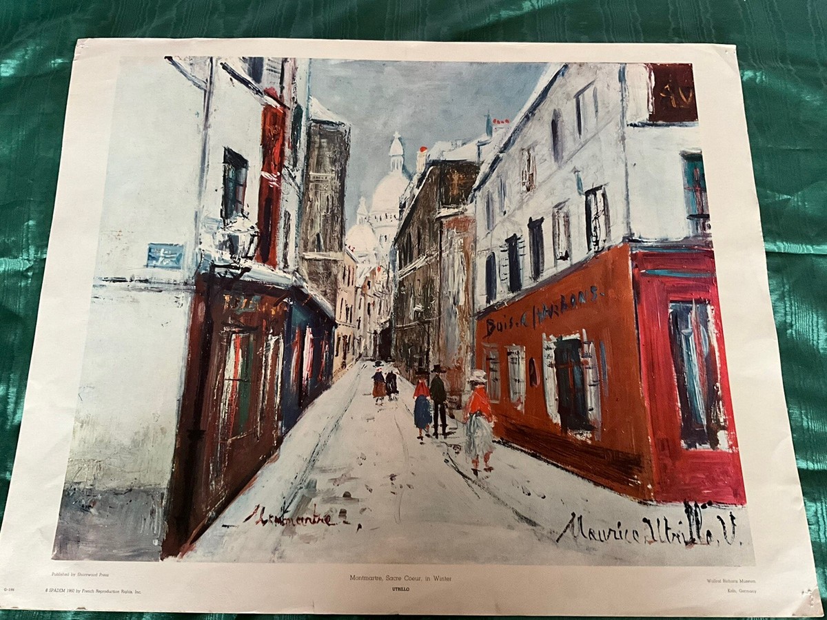 UTRILLO””MONTMARTRE,SACRE COEUR,IN WINTER'' LITHOGRAPH PRINT 1960