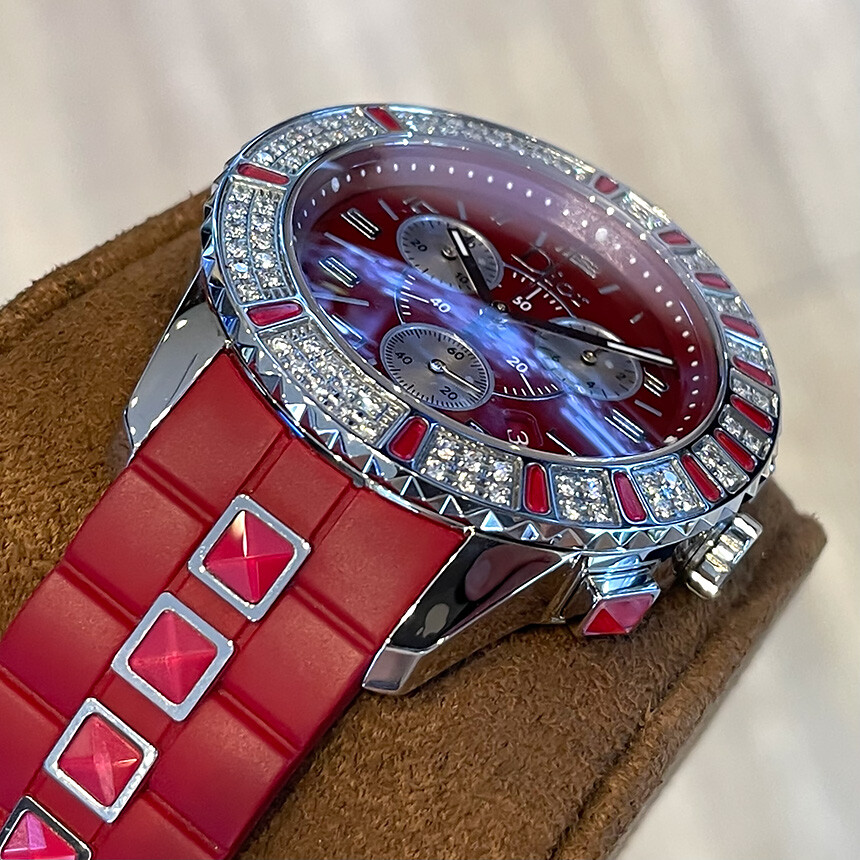 Christian Dior Christal Red Sapphire Diamond Bezel Stainless