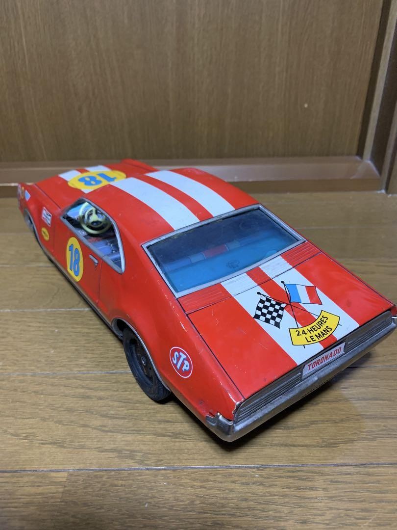 Asahi Tin Oldsmobile Toronado Race Car #18 1960s Japan Vintage