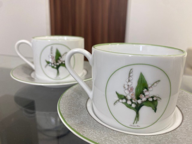 CHRISTIAN DIOR MILLY-LA-FORET COFFEE Tea Cup Saucer Plate set of 2