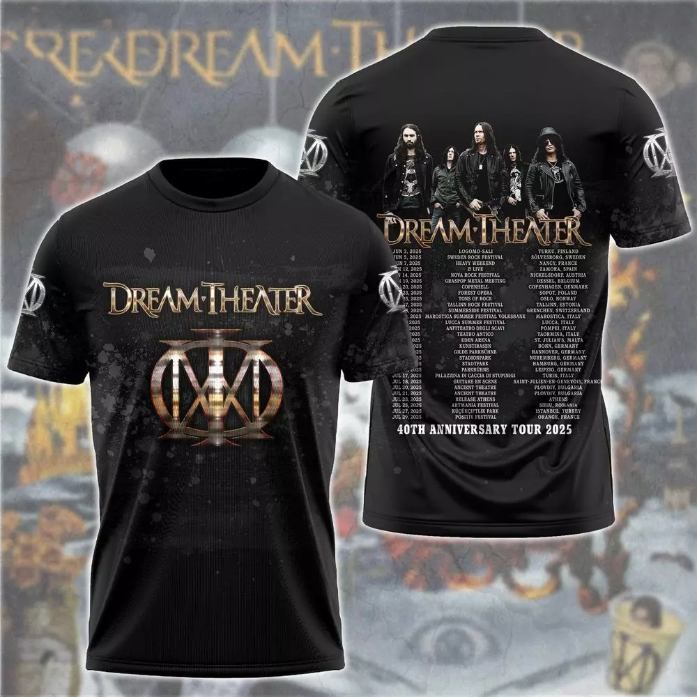 Dream Theater 40th Anniversary Tour 2025 Date List 3D T-Shirt