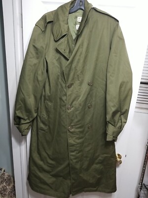 VIntage US ARMY OG-107 Sateen Trench Over Coat Uniform W/Liner USA