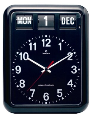 TWEMCO Wall Clock Flip Perpetual Calendar BQ-12A Black 15