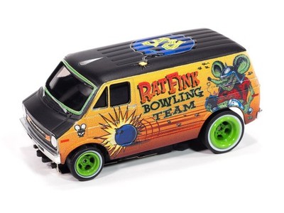 Auto World 4Gear 1977 Dodge Van Rat Fink Flat (Black & Yellow) HO