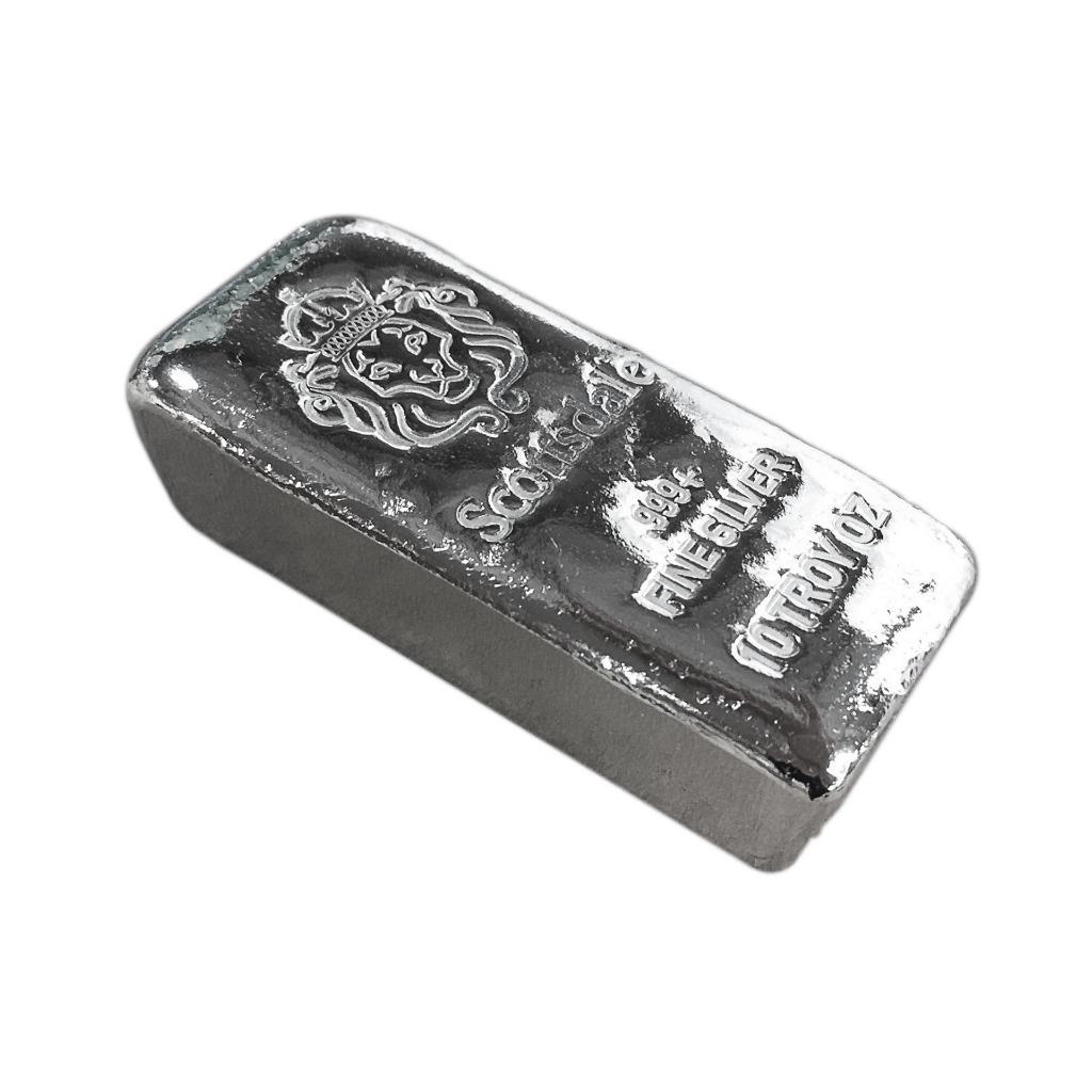 10 oz .999 Silver Bar by Scottsdale Mint Loaf Pour 