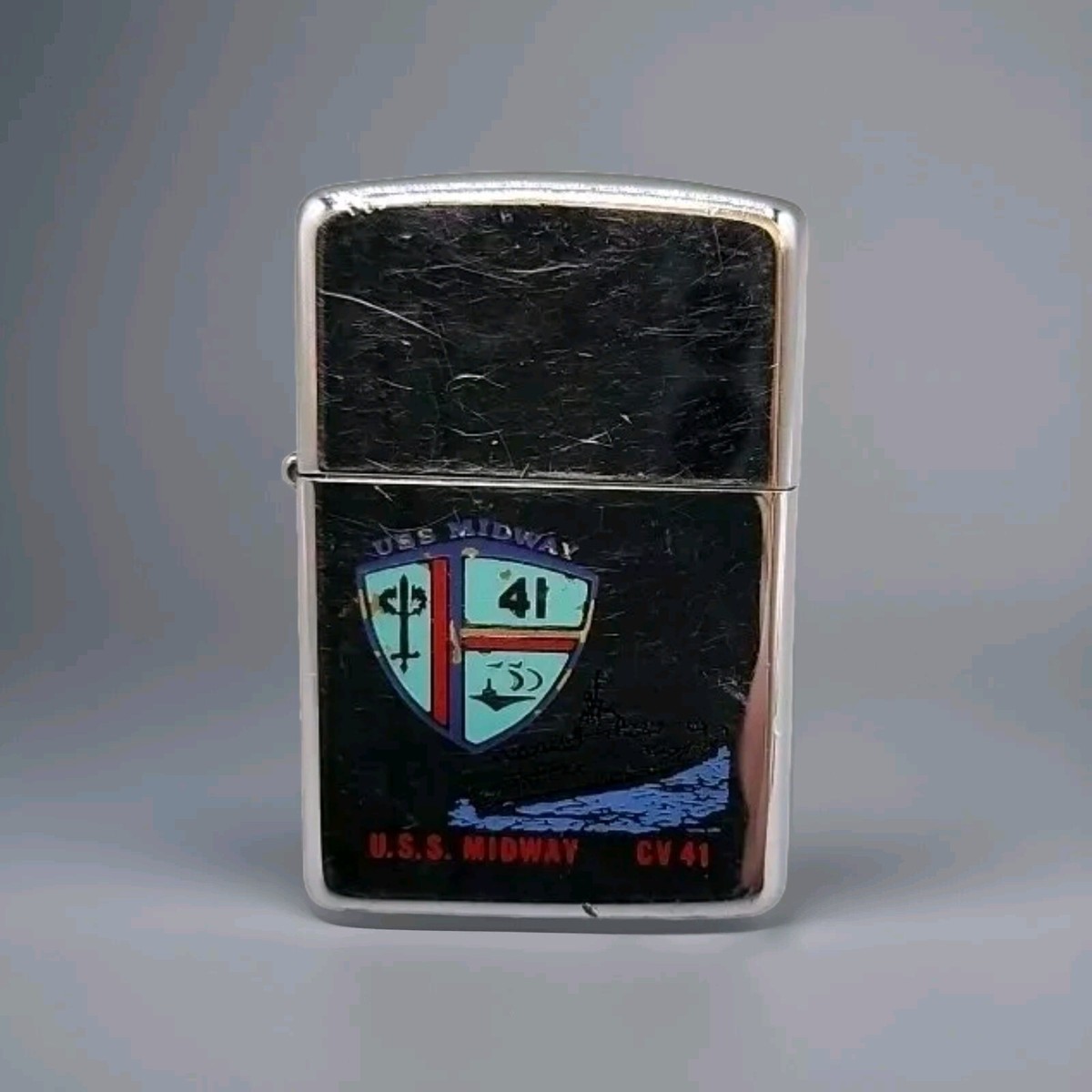 Vintage U.S.S. USS Midway CV 41 Military Zippo Lighter USA Made