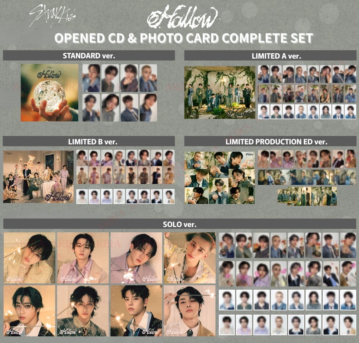 PSL STRAY KIDS JAPAN 3rd MINI ALBUM Hollow OPENED CD & PHOTO CARD