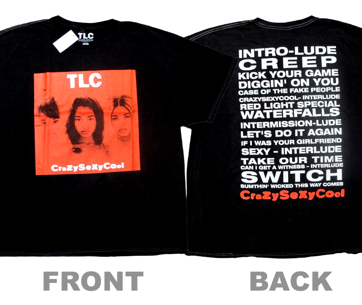 TLC CrazySexyCool album cover men's t-shirt sz XL left eye chili t