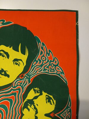 Rare Vintage Beatles Poster Psychedelic Blacklight Original 60s