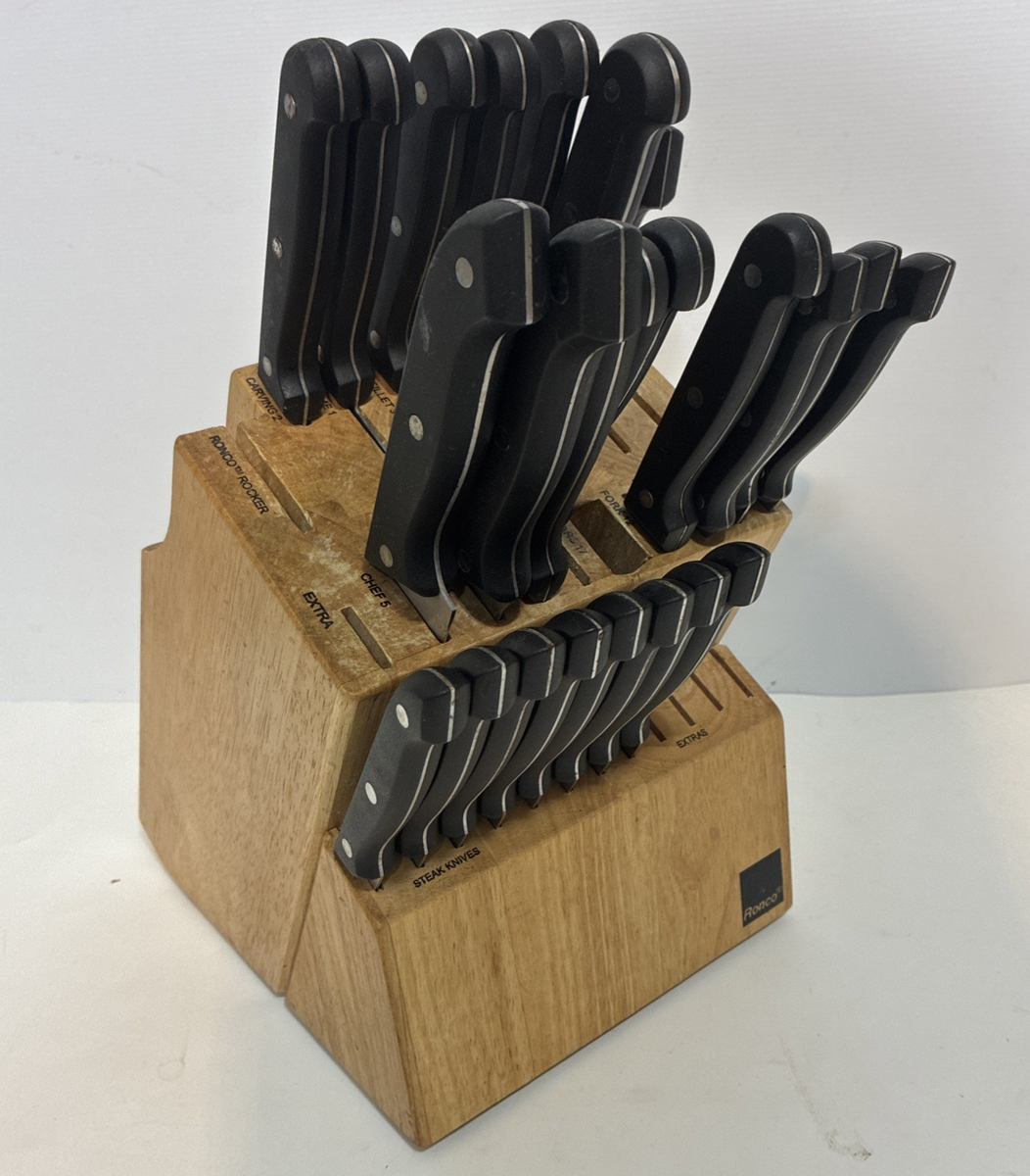 Ronco Six Star Knife Set With Block - Only Missing a Few Pieces | eBay