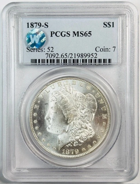 PCGS Certified MS 65 Graded 1879 Year Morgan US Dollars (1878-1921