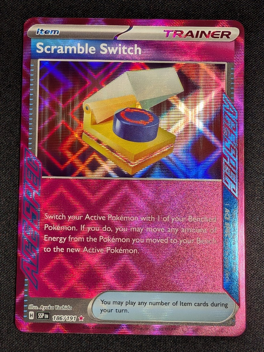 Pokemon Scramble Switch 186/191 ACE SPEC Trainer Surging Sparks NM
