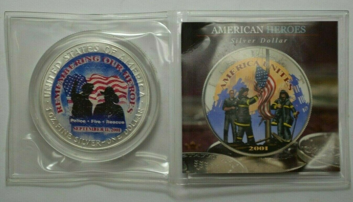 2001 1 oz Silver American Eagle Colorized Coin Remembering Our