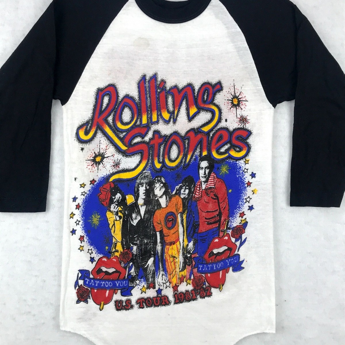 vintage 80s THE ROLLING STONES CONCERT JERSEY T-Shirt XXS raglan