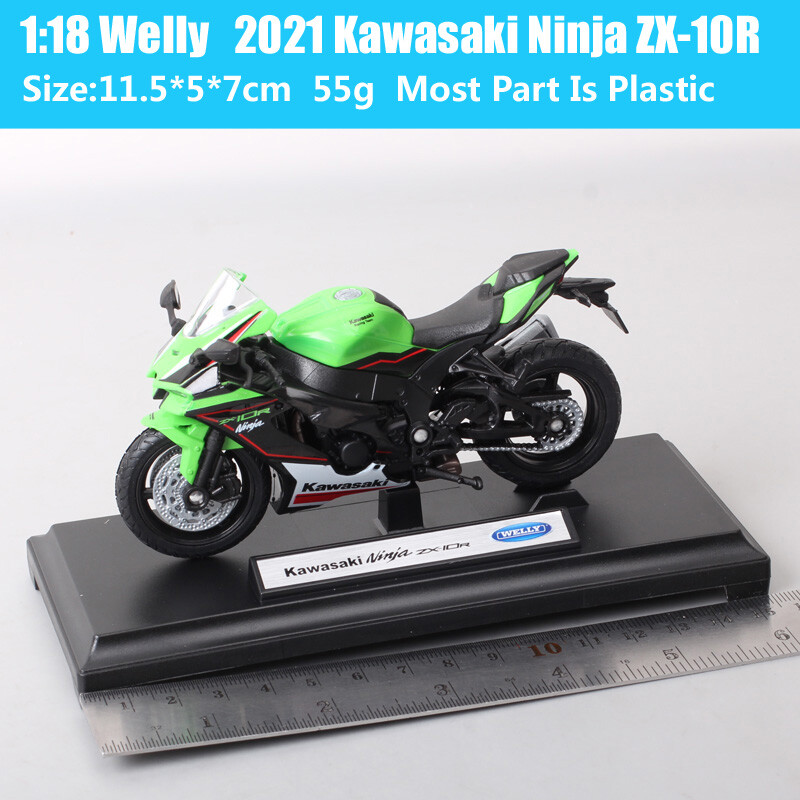 1/18 Scale Welly 2021 Kawasaki Ninja ZX10R Motorcycle Diecast
