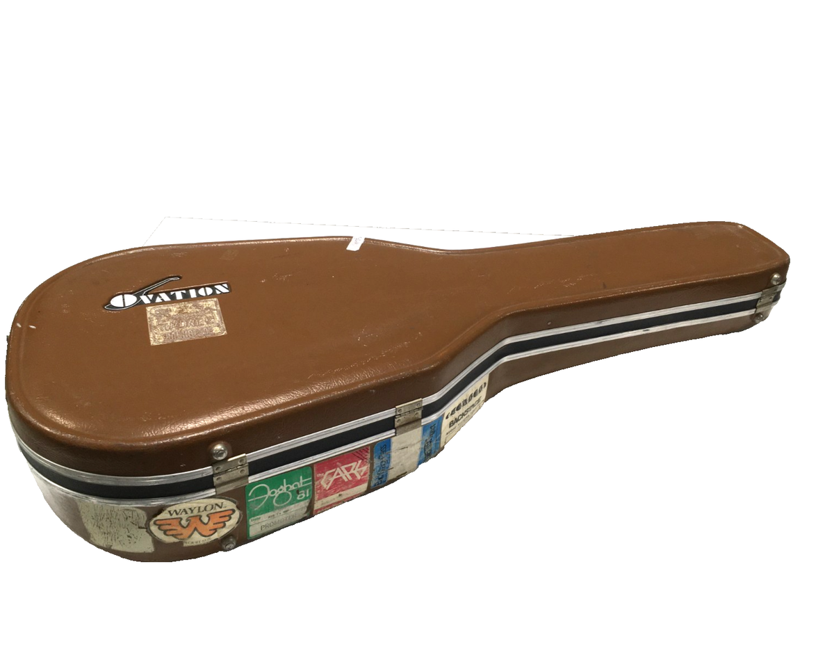 Vintage 1970s Ovation Hard Guitar Case Brown Plush Lining WITH
