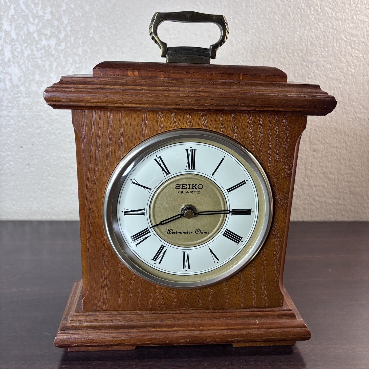 Vintage Seiko Quartz Westminster Chime Wooden Oak Desk Clock | eBay