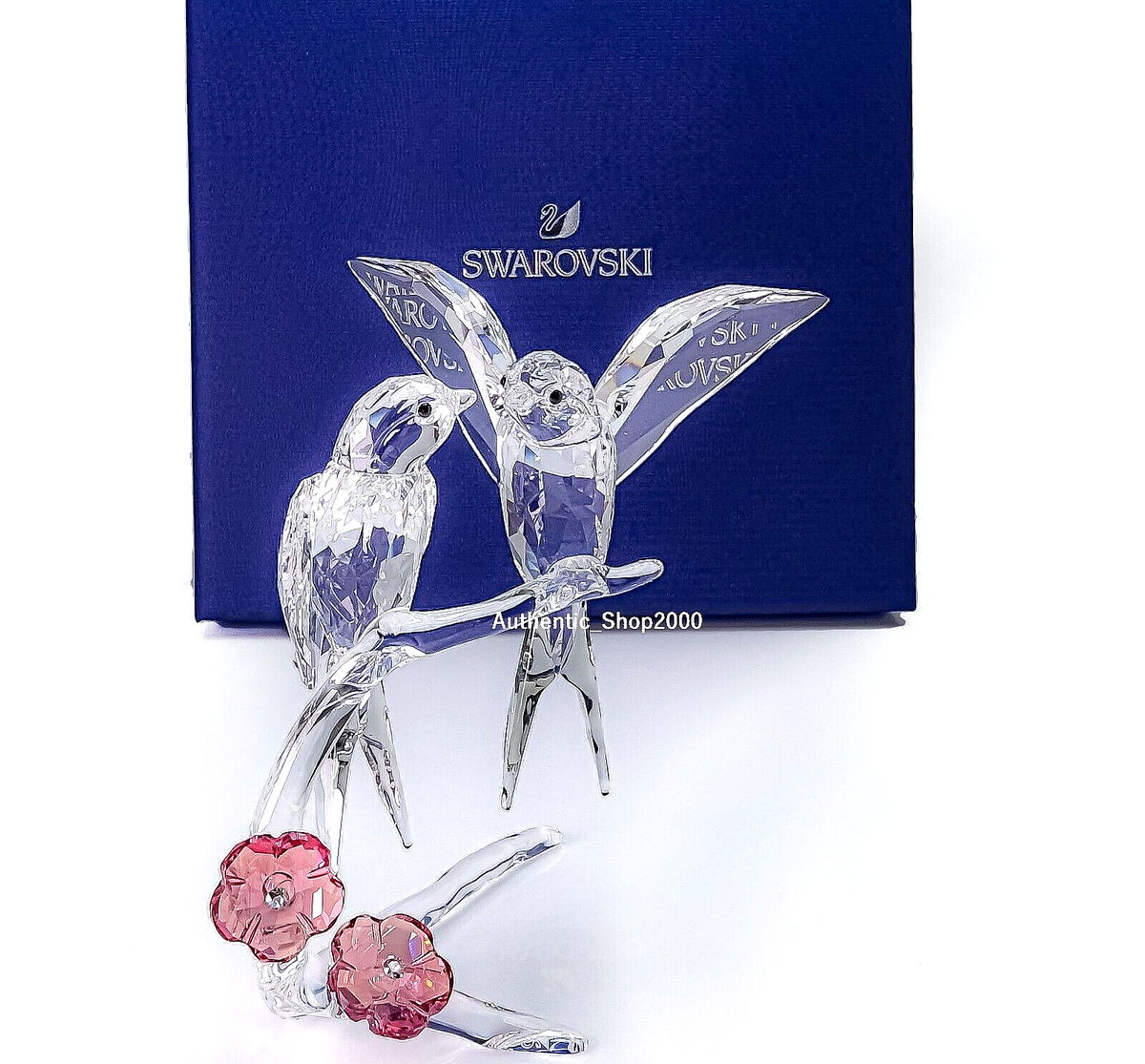 New 100% SWAROVSKI Crystal Feathered Beauties Swallows Figurine