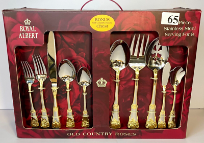 Beautiful! Old Country Roses Royal Albert Flatware Service 65