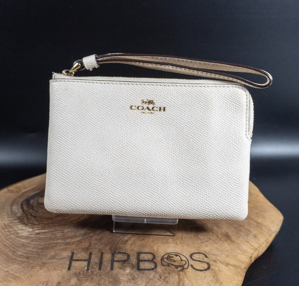Coach Womens Zip Wristlet Crossgrain Leather Corner Zip Wristlet