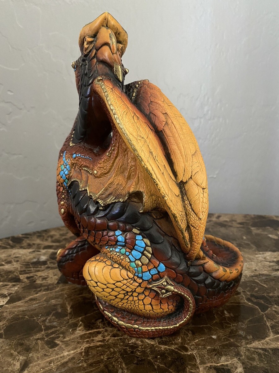 Windstone Editions Dragon Brown Turquoise And Gold Figure 1986